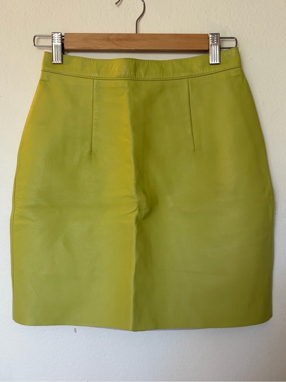 Women’s Lime Green lambskin Leather Pencil Skirt